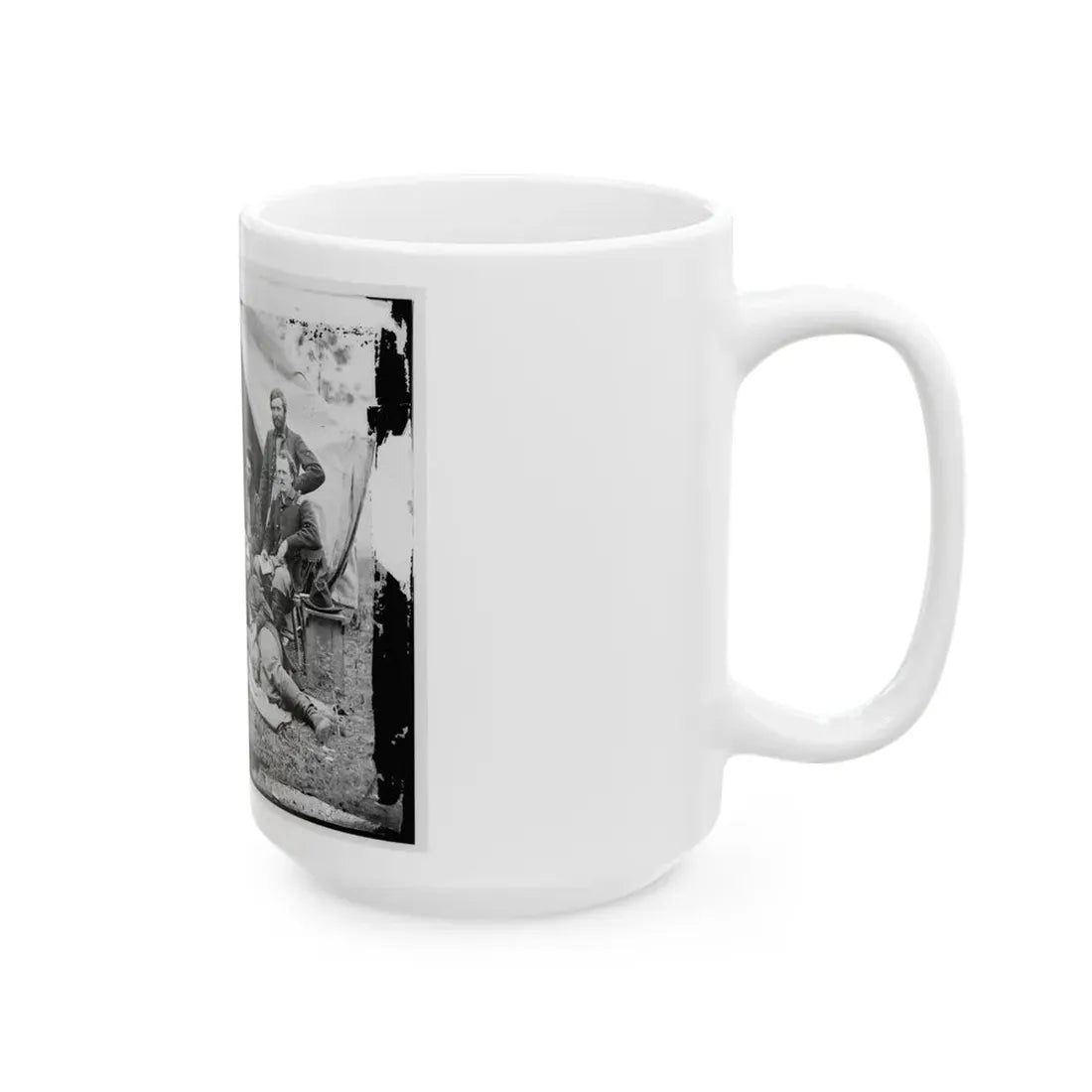 The Peninsula, Va. The Staff Of Gen. Fitz-John Porter; Lts. William G. Jones And George A. Custer Reclining (U.S. Civil War) White Coffee Mug - Go Mug Yourself