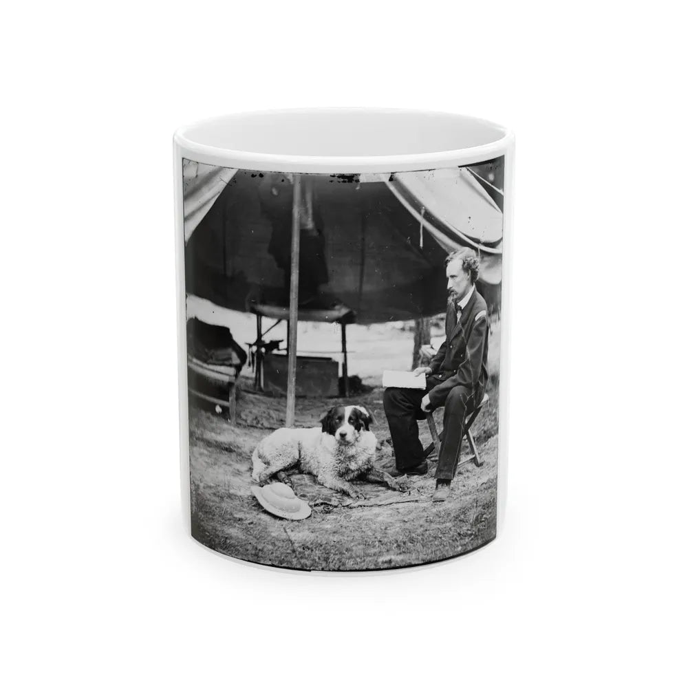 The Peninsula, Va. Lt. George A. Custer With Dog (U.S. Civil War) White Coffee Mug-11oz-Go Mug Yourself