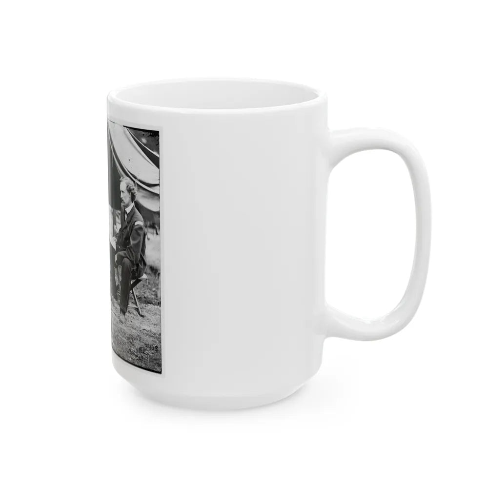 The Peninsula, Va. Lt. George A. Custer With Dog (U.S. Civil War) White Coffee Mug-Go Mug Yourself