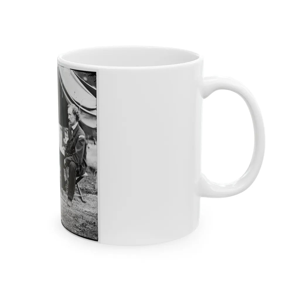 The Peninsula, Va. Lt. George A. Custer With Dog (U.S. Civil War) White Coffee Mug-Go Mug Yourself