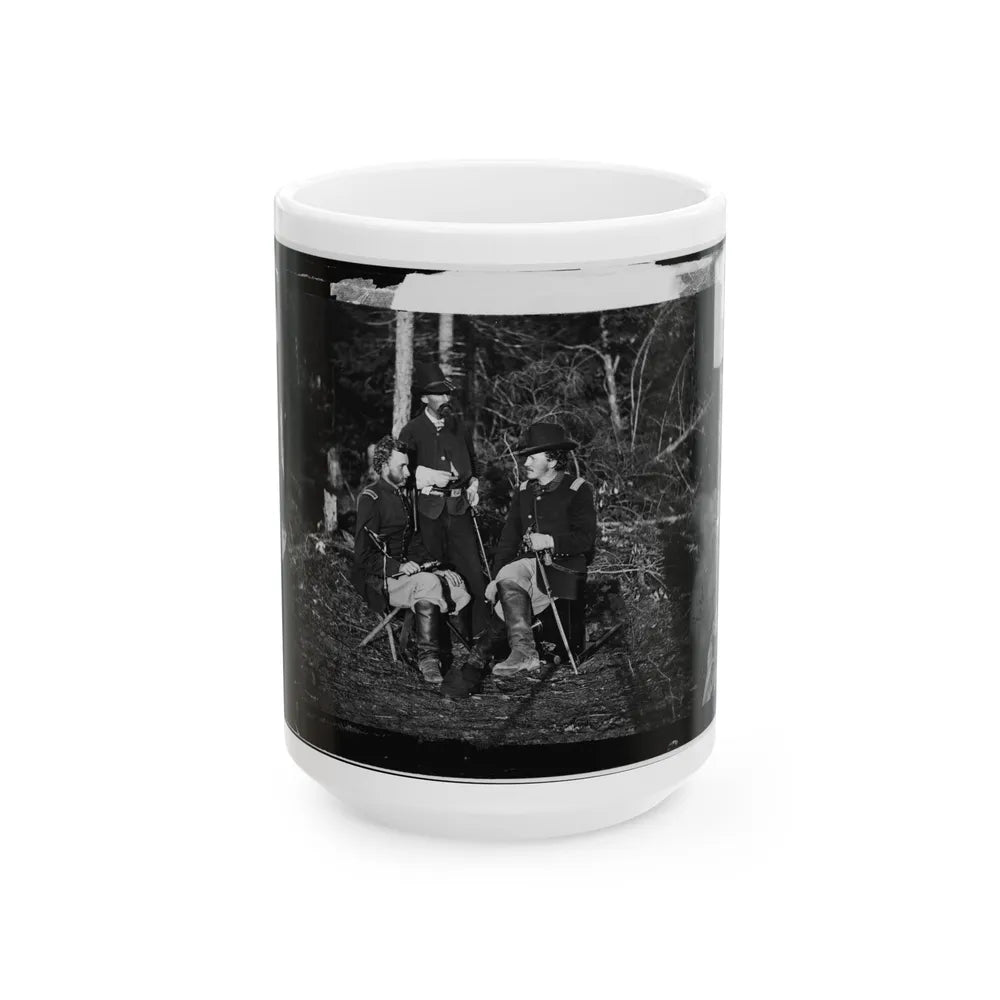 The Peninsula, Va. Lts. George A. Custer, Nicolas Bowen, And William G. Jones (U.S. Civil War) White Coffee Mug-15oz-Go Mug Yourself