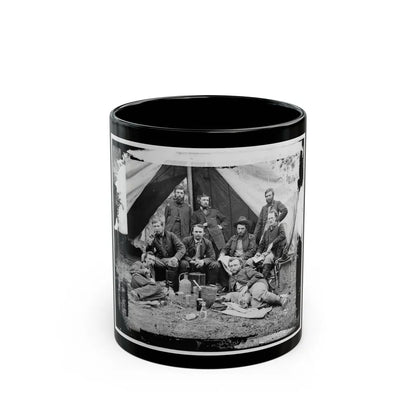 The Peninsula, Va. The Staff Of Gen. Fitz-John Porter; Lts. William G. Jones And George A. Custer Reclining (U.S. Civil War) Black Coffee Mug-11oz-Go Mug Yourself