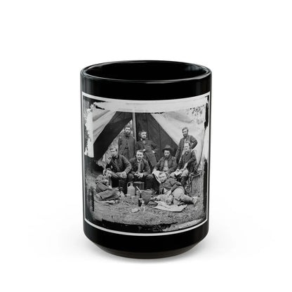 The Peninsula, Va. The Staff Of Gen. Fitz-John Porter; Lts. William G. Jones And George A. Custer Reclining (U.S. Civil War) Black Coffee Mug-15oz-Go Mug Yourself