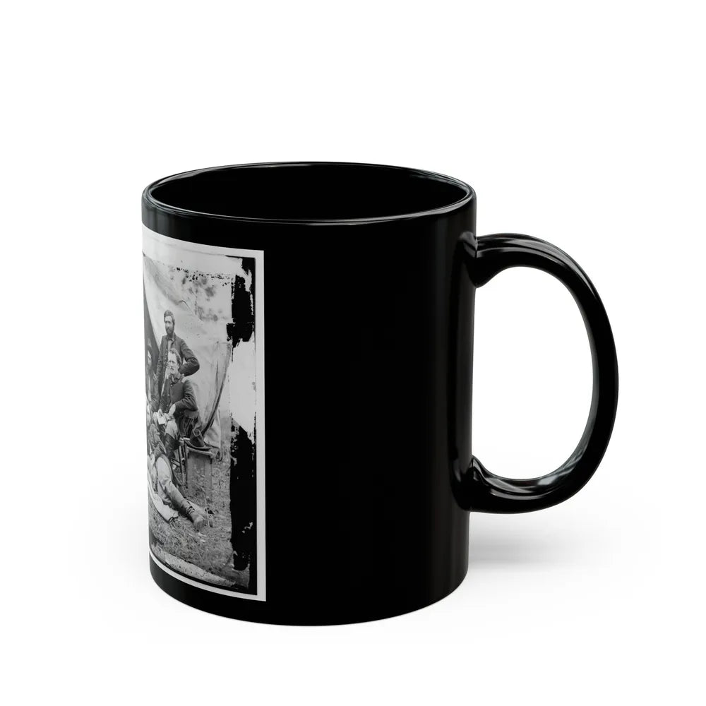 The Peninsula, Va. The Staff Of Gen. Fitz-John Porter; Lts. William G. Jones And George A. Custer Reclining (U.S. Civil War) Black Coffee Mug-Go Mug Yourself