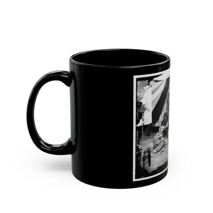 The Peninsula, Va. The Staff Of Gen. Fitz-John Porter; Lts. William G. Jones And George A. Custer Reclining (U.S. Civil War) Black Coffee Mug-Go Mug Yourself