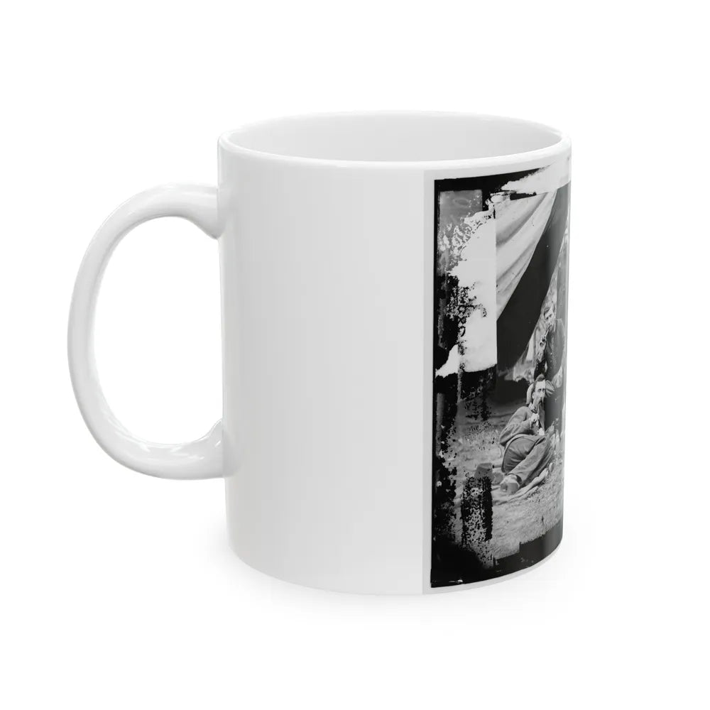 The Peninsula, Va. The Staff Of Gen. Fitz-John Porter; Lts. William G. Jones And George A. Custer Reclining (U.S. Civil War) White Coffee Mug-Go Mug Yourself