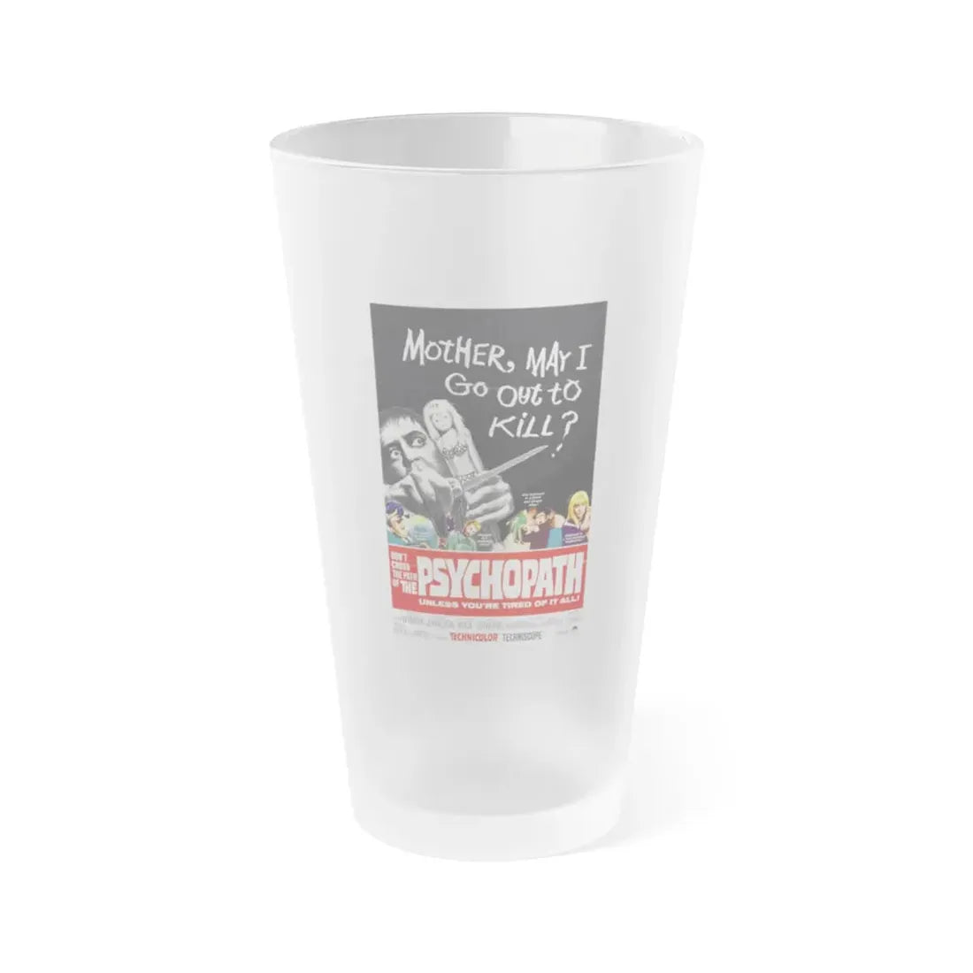 THE PSYCHOPATH 1966 Movie Poster - Frosted Pint Glass 16oz Default Title - Go Mug Yourself