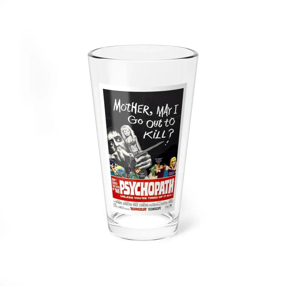 THE PSYCHOPATH 1966 Movie Poster - Pint Glass 16oz 16oz - Go Mug Yourself