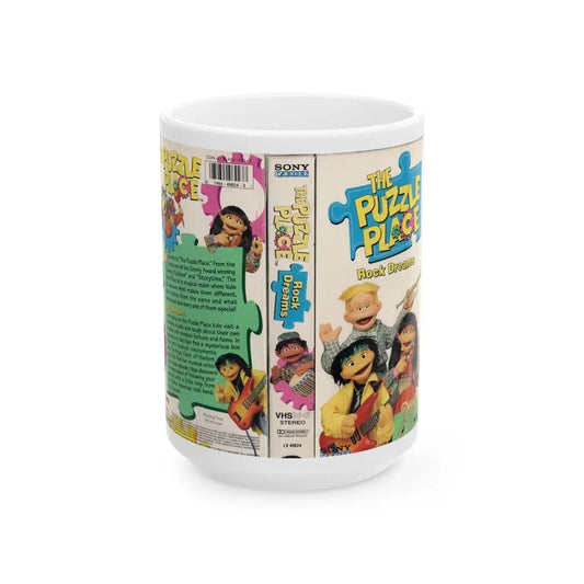 THE PUZZLE PLACE ROCK DREAMS (VHS COVER) - White Coffee Mug 15oz - Go Mug Yourself