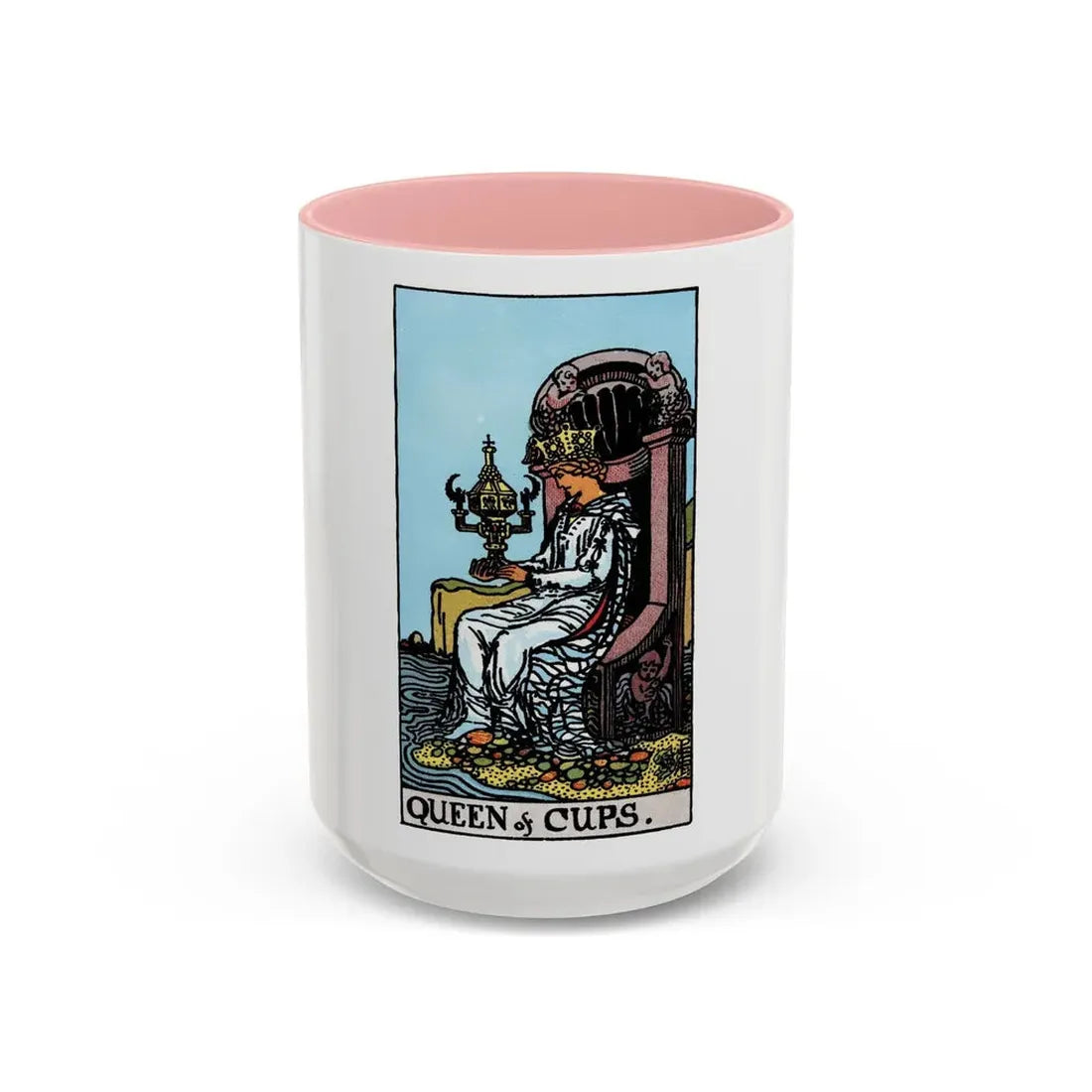 The Queen of Cups (Tarot Card) Accent Coffee Mug 15oz Pink - Go Mug Yourself