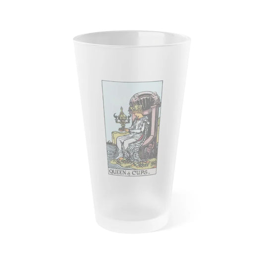 The Queen of Cups (Tarot Card) Frosted Pint Glass 16oz-Go Mug Yourself