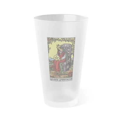 The Queen of Pentacles (Tarot Card) Frosted Pint Glass 16oz Default Title - Go Mug Yourself