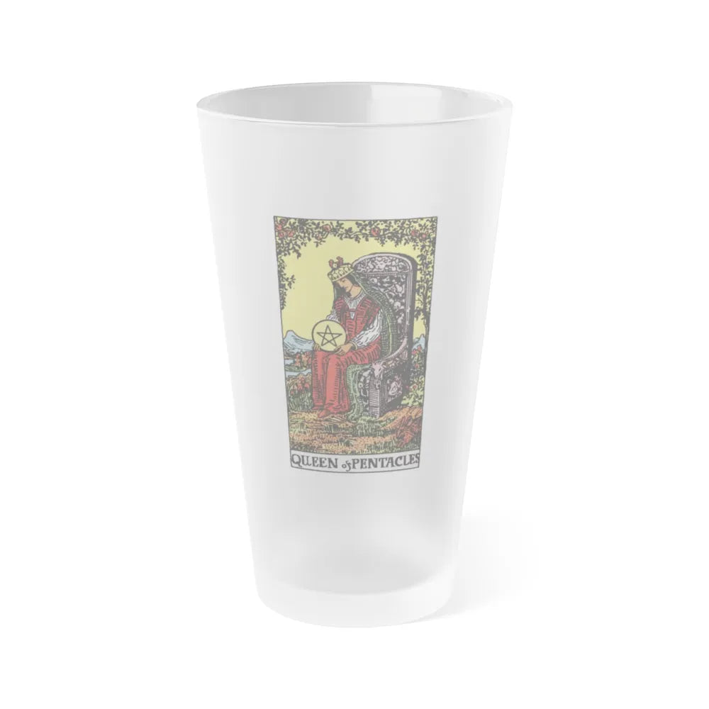 The Queen of Pentacles (Tarot Card) Frosted Pint Glass 16oz-Go Mug Yourself