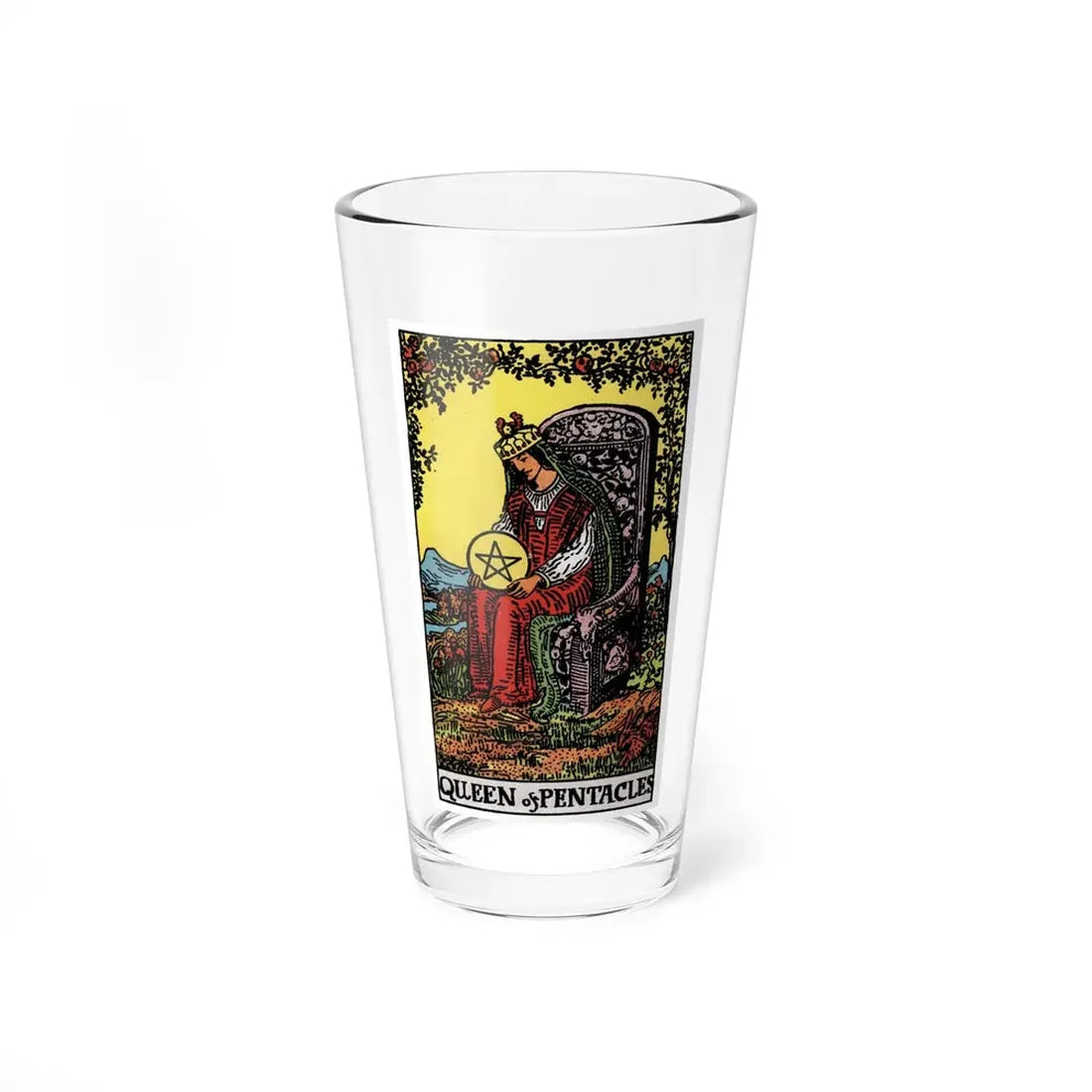 The Queen of Pentacles (Tarot Card) Pint Glass 16oz 16oz - Go Mug Yourself