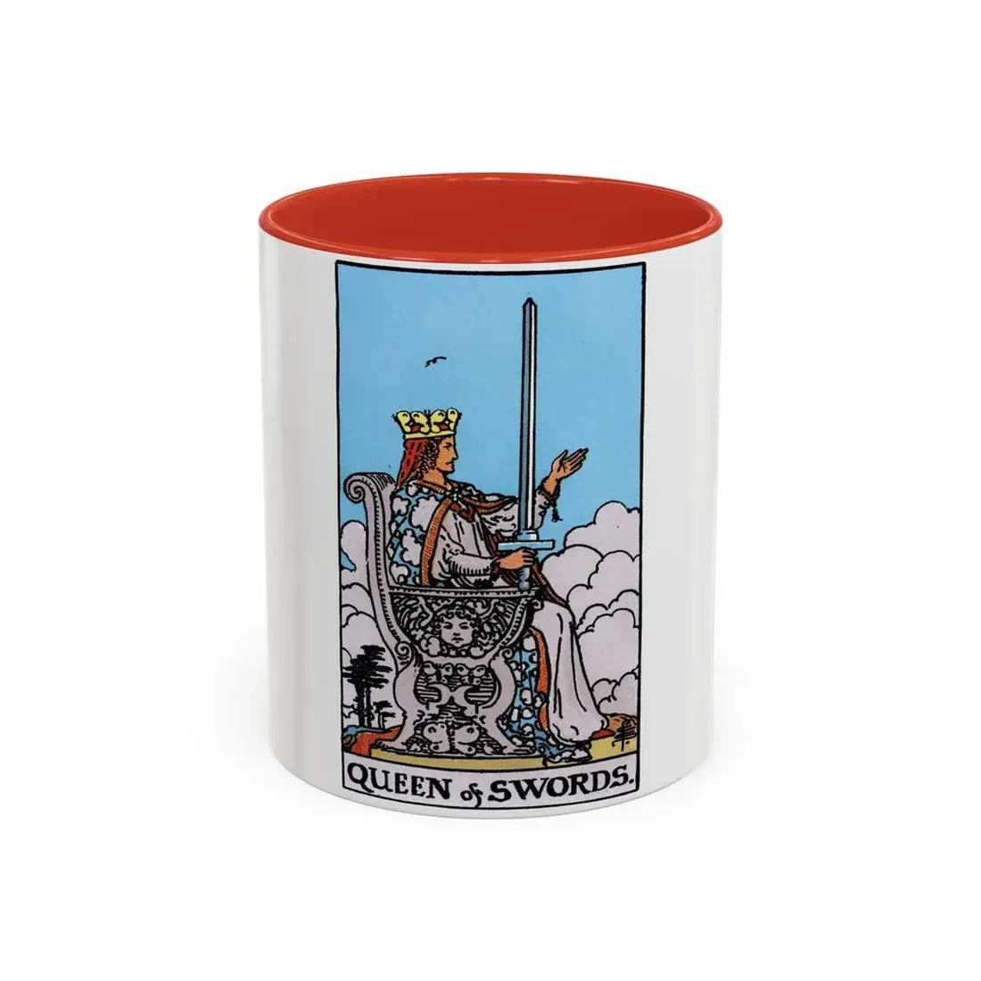 The Queen of Swords (Tarot Card) Accent Coffee Mug 11oz Red - Go Mug Yourself