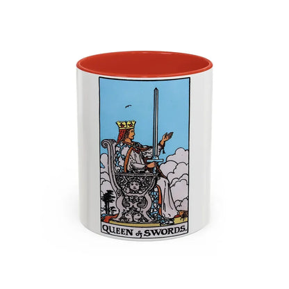 The Queen of Swords (Tarot Card) Accent Coffee Mug 11oz Red - Go Mug Yourself