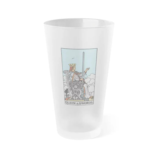 The Queen of Swords (Tarot Card) Frosted Pint Glass 16oz Default Title - Go Mug Yourself