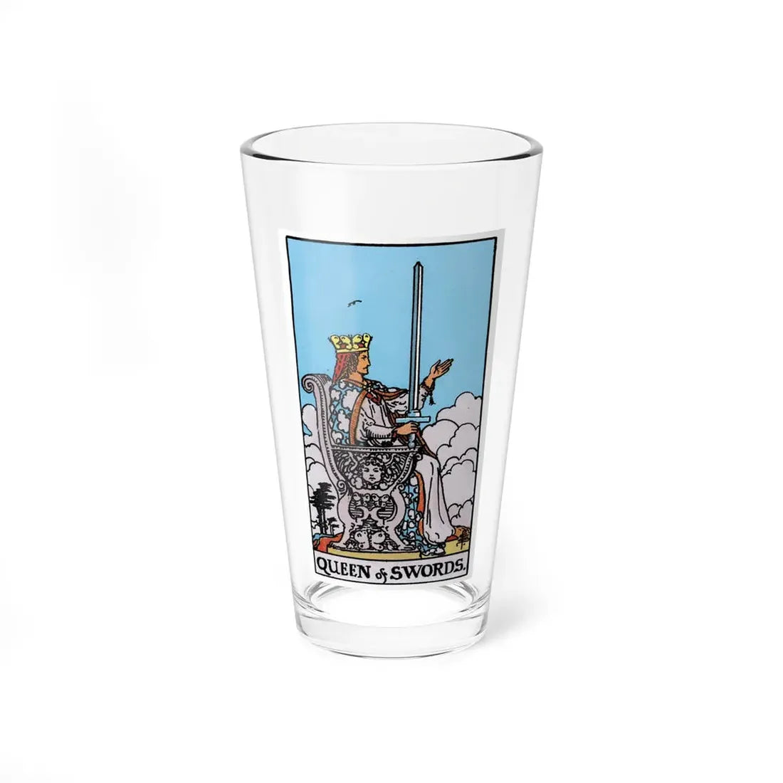 The Queen of Swords (Tarot Card) Pint Glass 16oz 16oz - Go Mug Yourself
