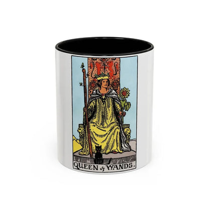 The Queen of Wands (Tarot Card) Accent Coffee Mug 11oz Black - Go Mug Yourself