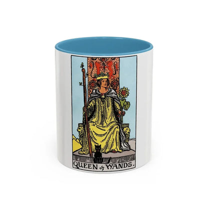 The Queen of Wands (Tarot Card) Accent Coffee Mug 11oz Light Blue - Go Mug Yourself