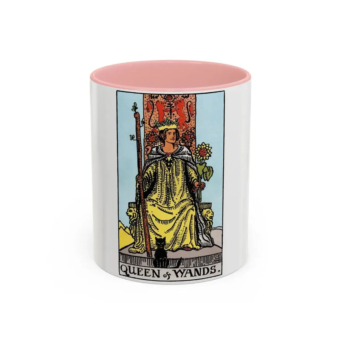 The Queen of Wands (Tarot Card) Accent Coffee Mug 11oz Pink - Go Mug Yourself