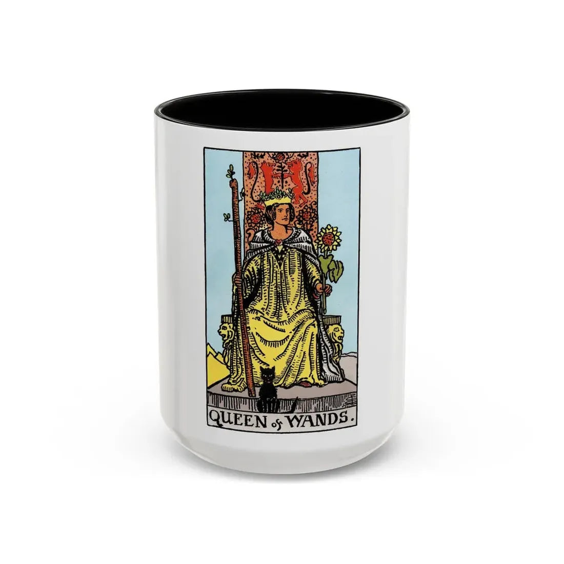 The Queen of Wands (Tarot Card) Accent Coffee Mug 15oz Black - Go Mug Yourself
