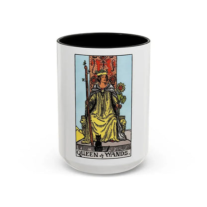 The Queen of Wands (Tarot Card) Accent Coffee Mug 15oz Black - Go Mug Yourself