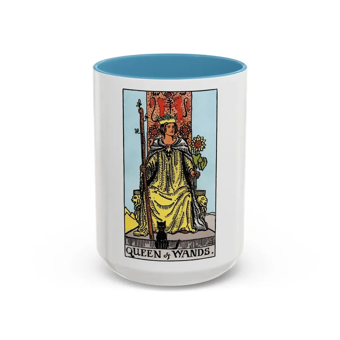The Queen of Wands (Tarot Card) Accent Coffee Mug 15oz Light Blue - Go Mug Yourself