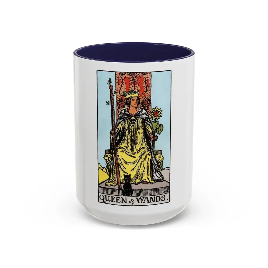 The Queen of Wands (Tarot Card) Accent Coffee Mug 15oz Navy - Go Mug Yourself