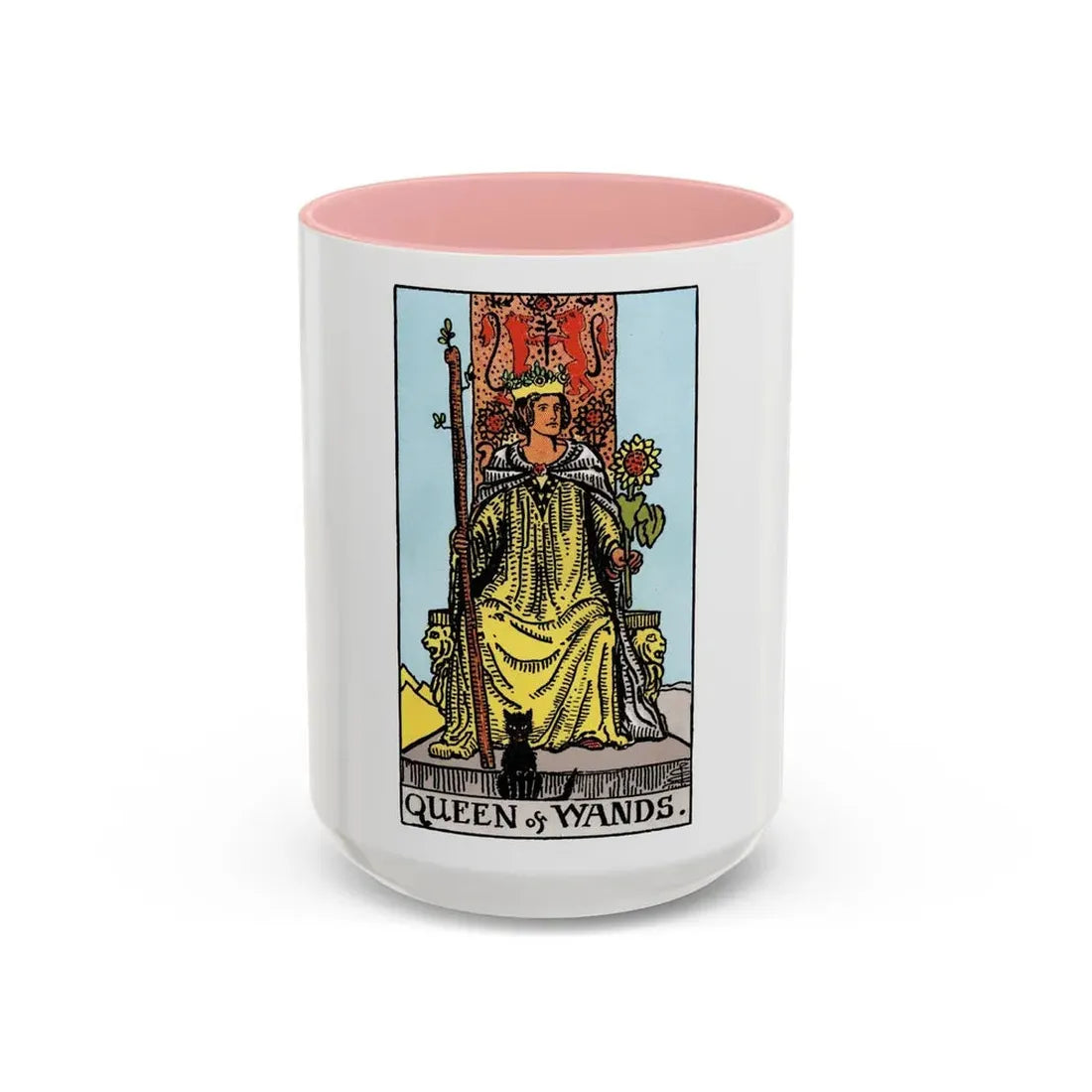 The Queen of Wands (Tarot Card) Accent Coffee Mug 15oz Pink - Go Mug Yourself