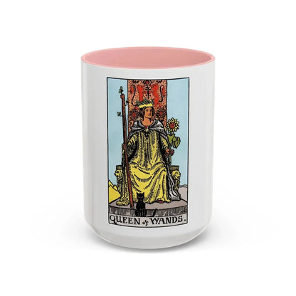 The Queen of Wands (Tarot Card) Accent Coffee Mug 15oz Pink - Go Mug Yourself