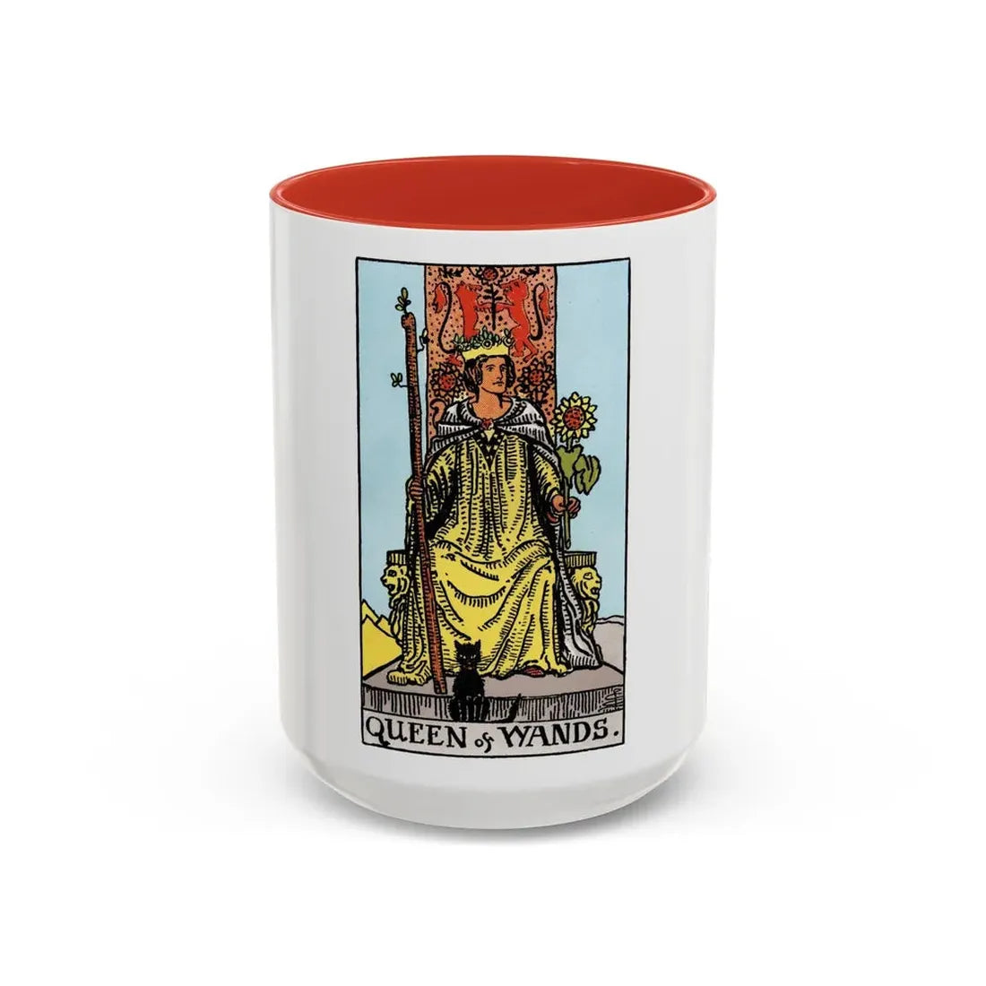 The Queen of Wands (Tarot Card) Accent Coffee Mug 15oz Red - Go Mug Yourself