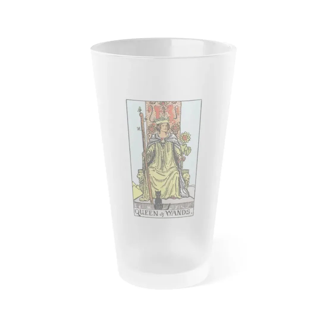 The Queen of Wands (Tarot Card) Frosted Pint Glass 16oz Default Title - Go Mug Yourself