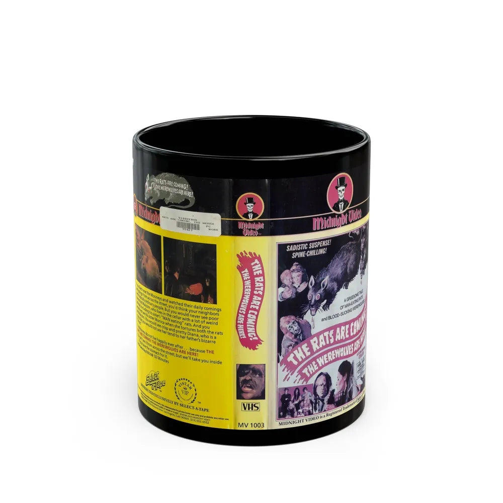 THE RATS ARE COMING THE WEREWOLVES ARE HERE MIDNIGHT VIDEO (VHS COVER) - Black Coffee Mug-11oz-Go Mug Yourself