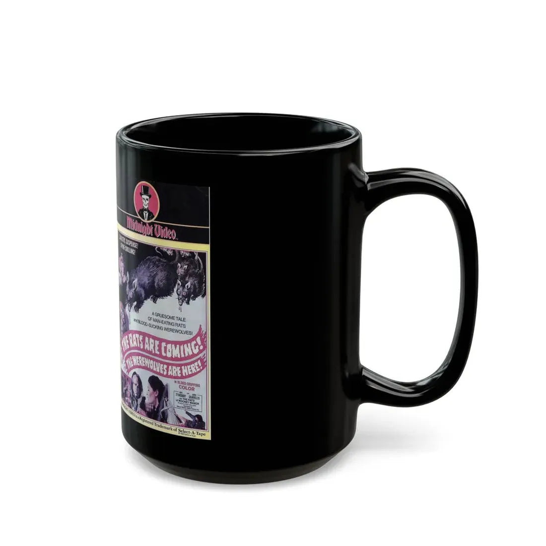 THE RATS ARE COMING THE WEREWOLVES ARE HERE MIDNIGHT VIDEO (VHS COVER) - Black Coffee Mug - Go Mug Yourself