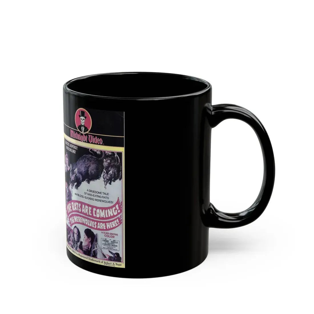 THE RATS ARE COMING THE WEREWOLVES ARE HERE MIDNIGHT VIDEO (VHS COVER) - Black Coffee Mug - Go Mug Yourself