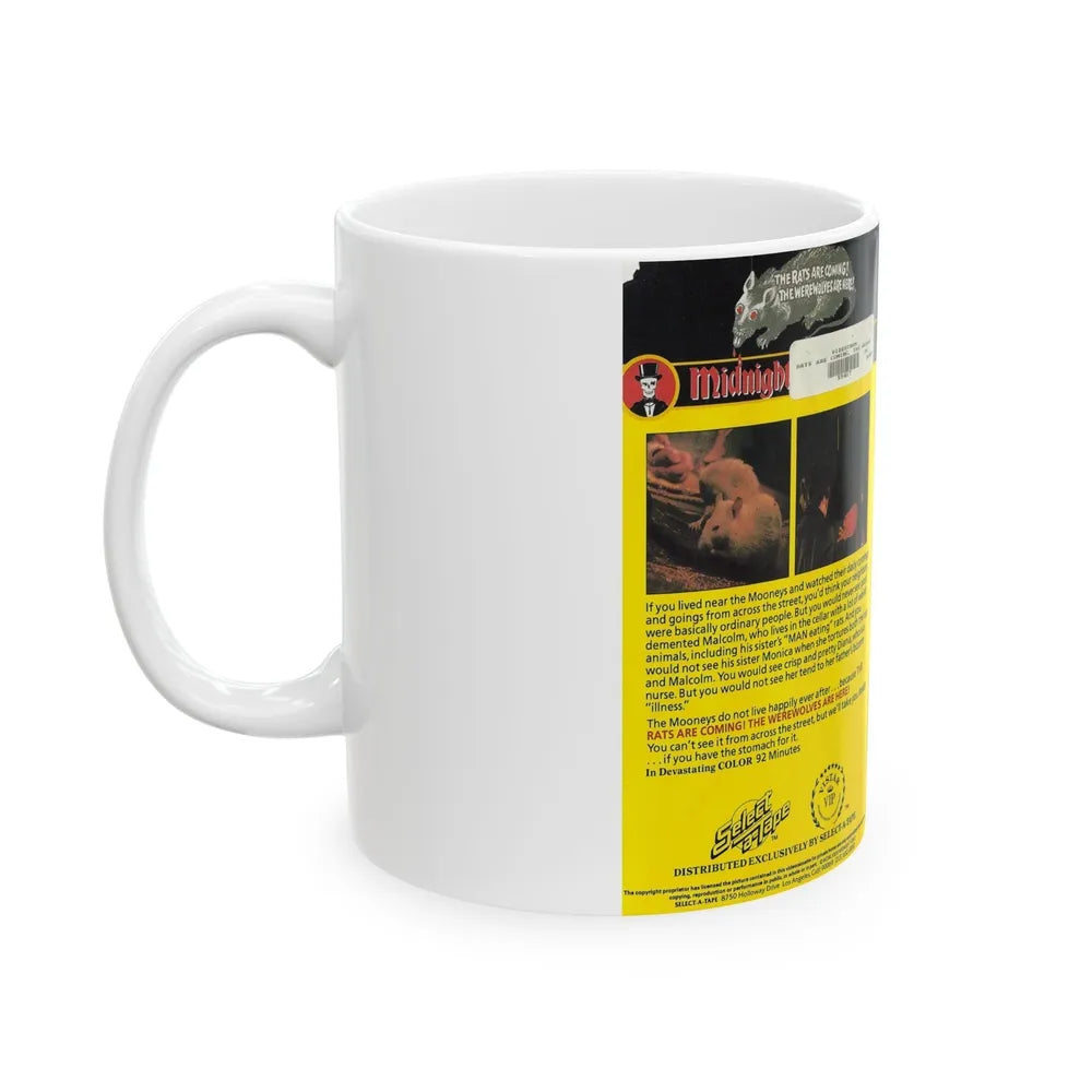 THE RATS ARE COMING THE WEREWOLVES ARE HERE MIDNIGHT VIDEO (VHS COVER) - White Coffee Mug-Go Mug Yourself