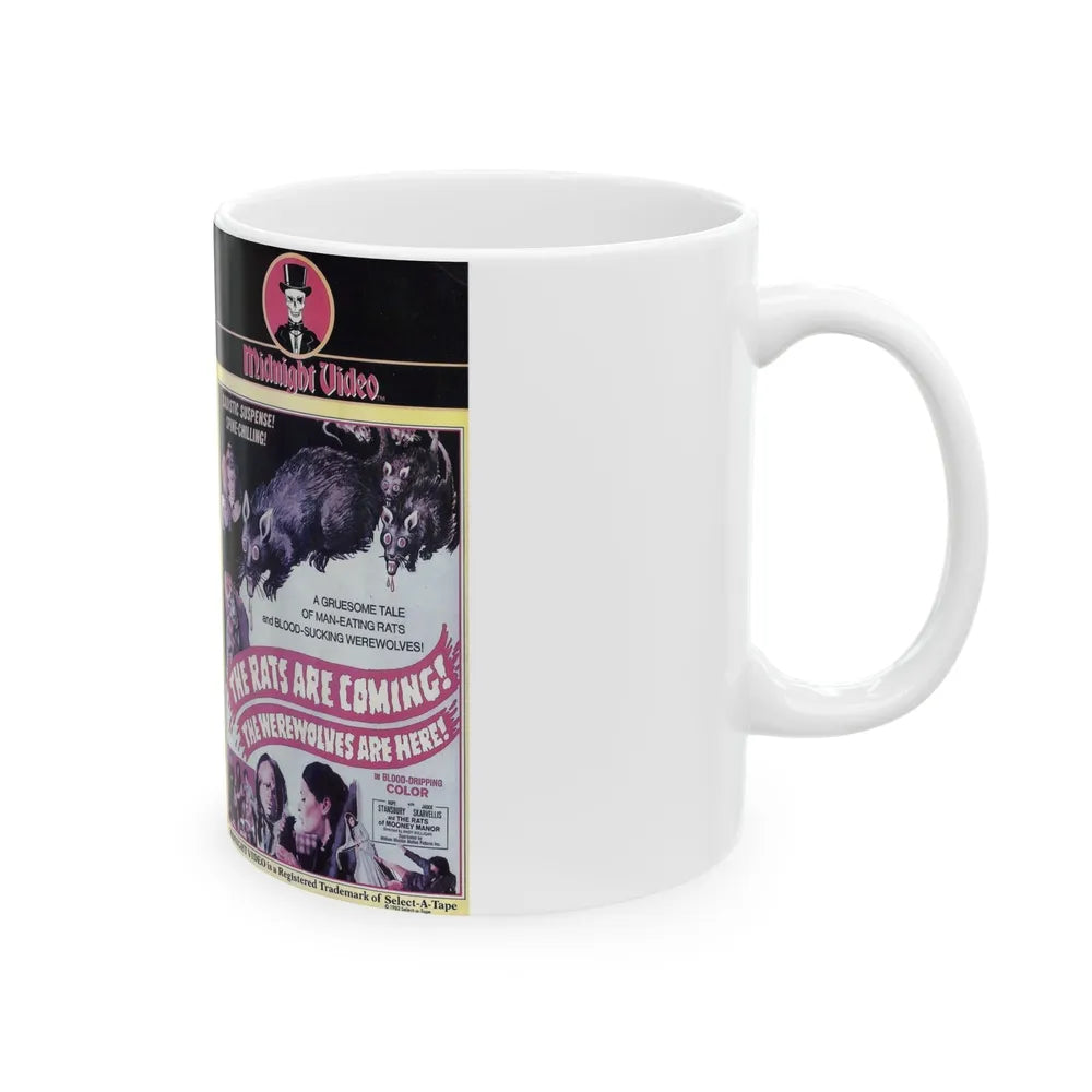 THE RATS ARE COMING THE WEREWOLVES ARE HERE MIDNIGHT VIDEO (VHS COVER) - White Coffee Mug-Go Mug Yourself