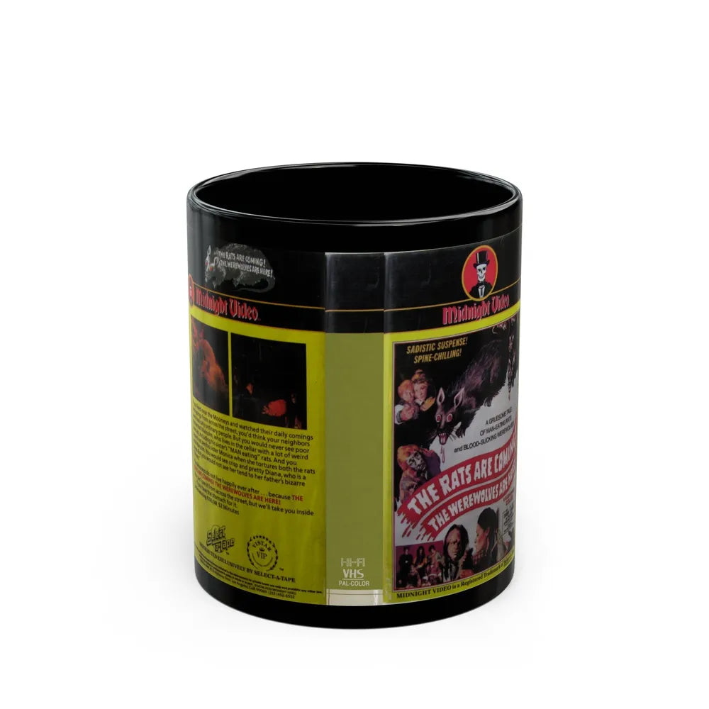 THE RATS ARE COMING THE WEREWOLVES ARE HERE (VHS COVER) - Black Coffee Mug-11oz-Go Mug Yourself