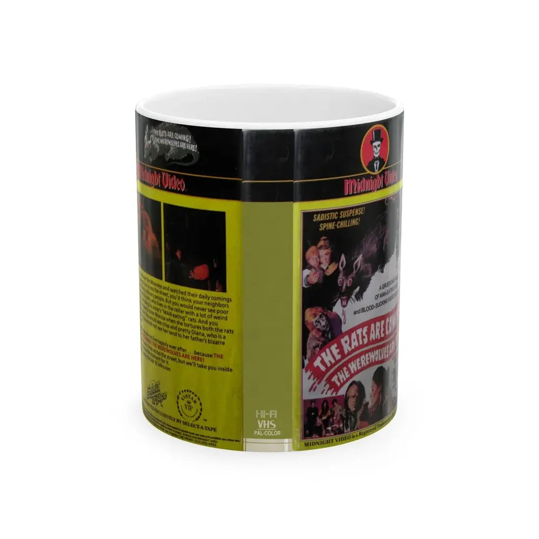 THE RATS ARE COMING THE WEREWOLVES ARE HERE (VHS COVER) - White Coffee Mug 11oz - Go Mug Yourself