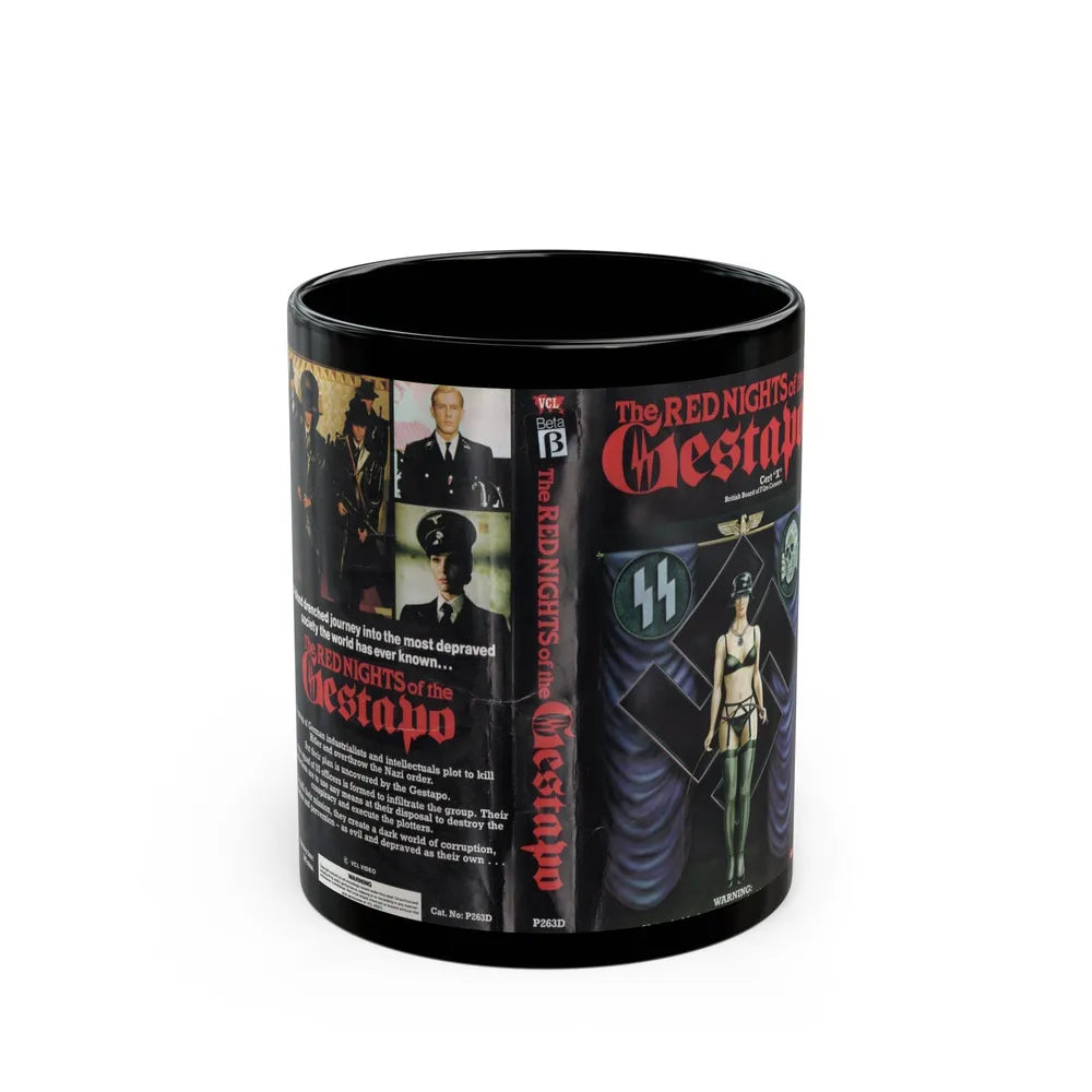 THE RED NIGHTS OF THE GESTAPO (VHS COVER) - Black Coffee Mug-11oz-Go Mug Yourself