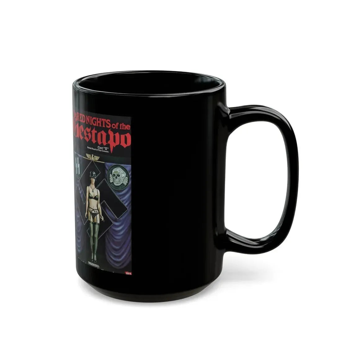 THE RED NIGHTS OF THE GESTAPO (VHS COVER) - Black Coffee Mug - Go Mug Yourself