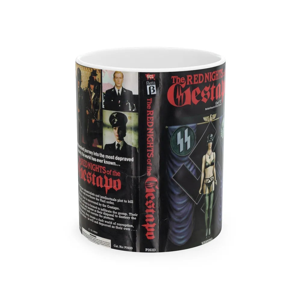 THE RED NIGHTS OF THE GESTAPO (VHS COVER) - White Coffee Mug-11oz-Go Mug Yourself