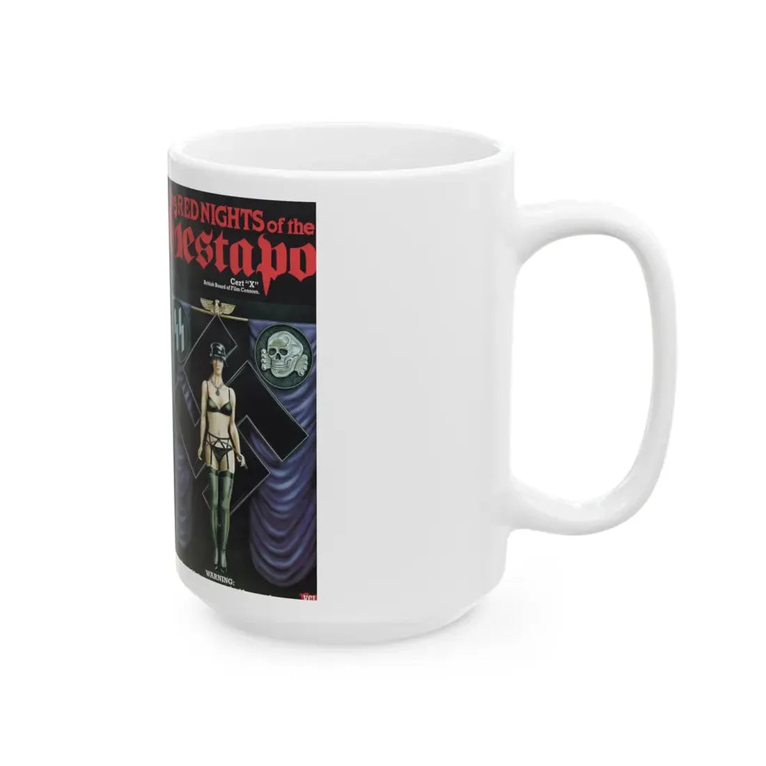 THE RED NIGHTS OF THE GESTAPO (VHS COVER) - White Coffee Mug - Go Mug Yourself