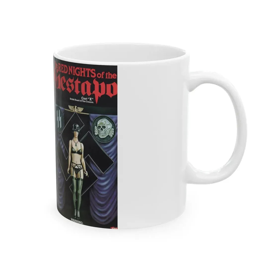 THE RED NIGHTS OF THE GESTAPO (VHS COVER) - White Coffee Mug - Go Mug Yourself