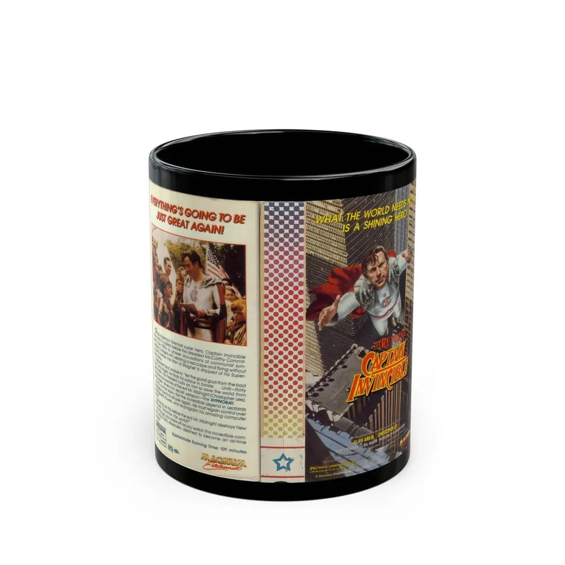 THE RETURN OF CAPTAIN INVINCIBLE (VHS COVER) - Black Coffee Mug 11oz - Go Mug Yourself