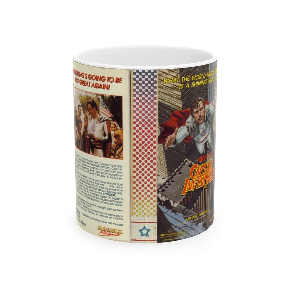 THE RETURN OF CAPTAIN INVINCIBLE (VHS COVER) - White Coffee Mug 11oz - Go Mug Yourself