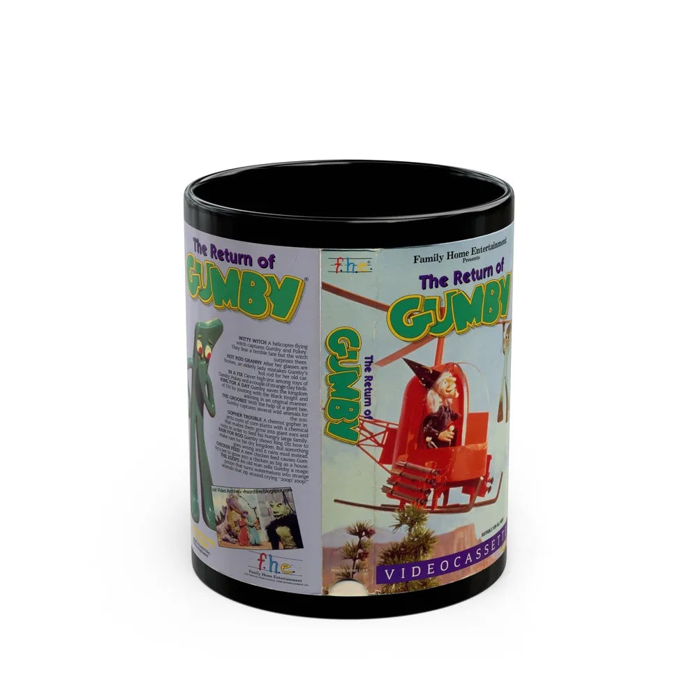 THE RETURN OF GUMBY (VHS COVER) - Black Coffee Mug-11oz-Go Mug Yourself