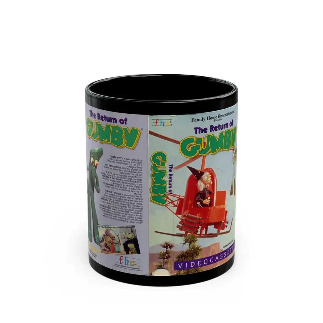 THE RETURN OF GUMBY (VHS COVER) - Black Coffee Mug 11oz - Go Mug Yourself