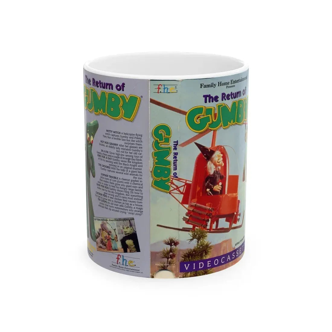 THE RETURN OF GUMBY (VHS COVER) - White Coffee Mug 11oz - Go Mug Yourself